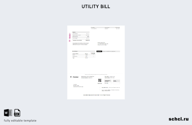 цифровая загрузка шаблона слова счета за коммунальные услуги USA T Mobile